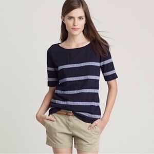 J. Crew Chambray Stripe Tee Blue Size Small